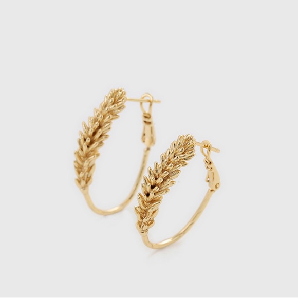 Spike Hoop Earrings 14k Gold Plated Luxury Jewelry - Picture 4 of 10